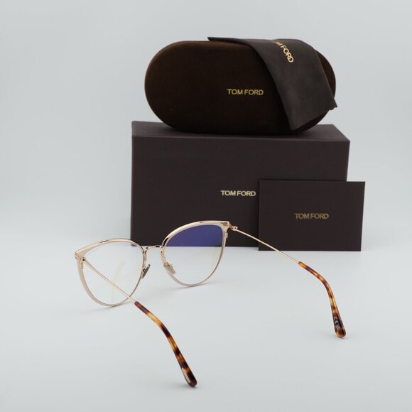 Tom Ford FT5840-B 046 Cat Eye Eyeglasses 56mm - Brown/Gold/Blue Light Block - Picture 8 of 9